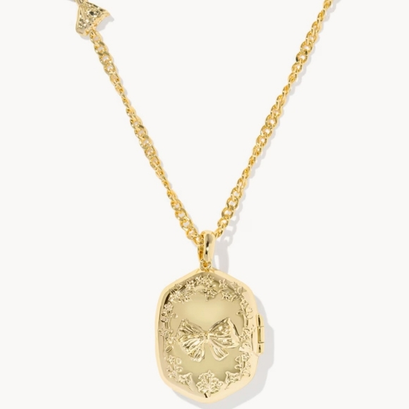 NWT Kendra Scott x LoveShackFancy Daphne Gold Locket Necklace Sold Out Style!! - Picture 3 of 7